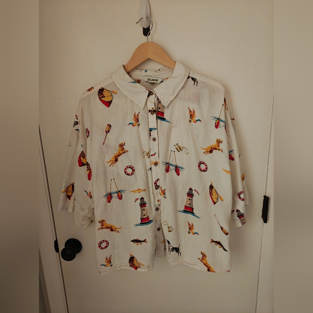 Anthropologie Linen Button Down